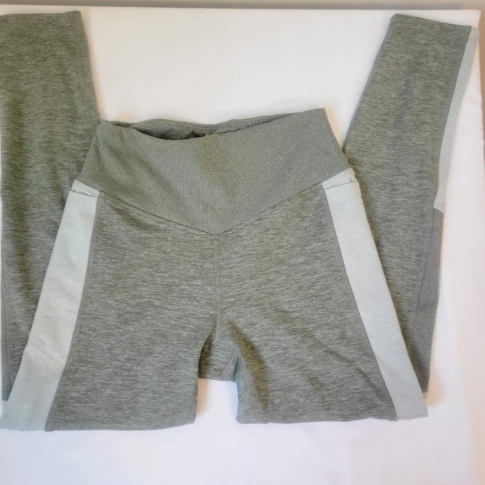 Victoria's Secret PINK Cozy High Waist Leggings Green Grey Side Pockets Small